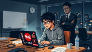 トライアル採用で無給タダ働きさせられるエンジニアのイメージ